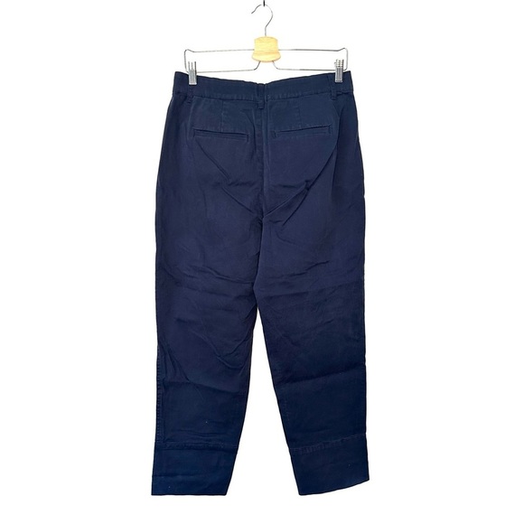 J. Crew | Navy Blue Pleated Cropped Straight Chino Pant  Size 8 - Picture 3 of 8